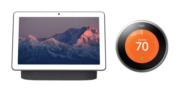 Prize image - Google hub and Nest learning thermostat