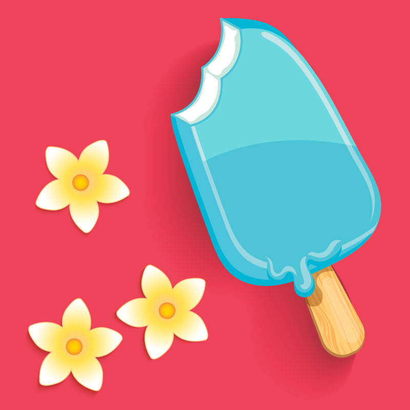 Design elements with plumeria flowers and ice cream bar