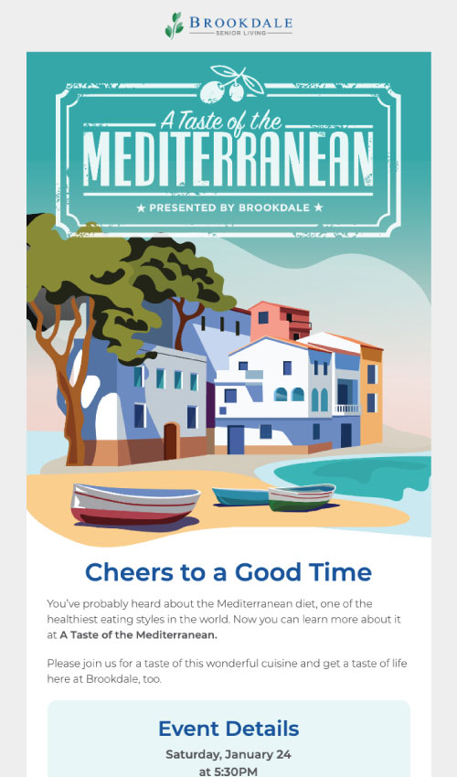 Email sample of Taste the Mediterranean